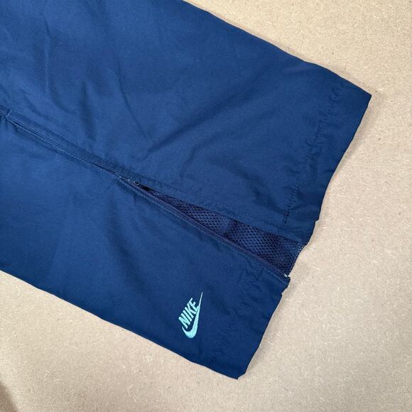 Vintage Nike Track Pants Navy Blue White Stripe Mesh Lined Zip Ankle Y2K 2000s L - Picture 6 of 9
